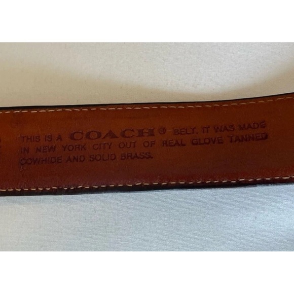 COACH Authentic Glove Leather Belt Mens Sz 34 85 Honey Brown Brass Buckle 7603 - Picture 6 of 13